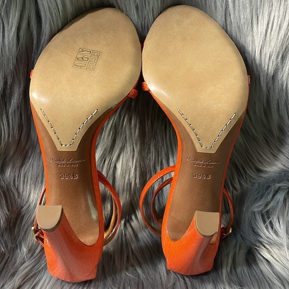 Ralph Lauren Purple Label Ardelisa Ayers Snakeskin Sandal Bright Orange EU 39.5 - Picture 14 of 16